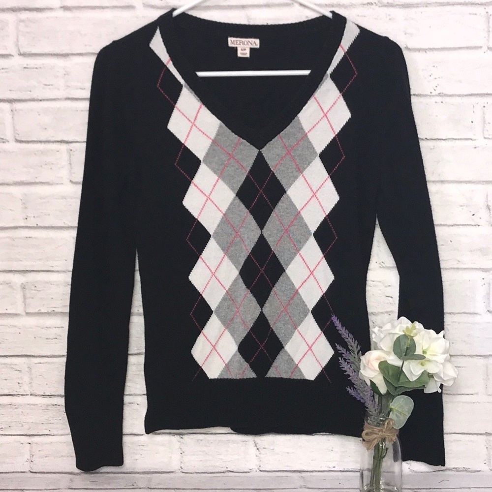 Black Argyle Sweater